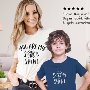 Mommy and Me Shirt, Mother and Son Matching Shirts, You Are My Son Shine, New Baby, Boy Baby Shower, Mom Son Shirts, Family Listing White