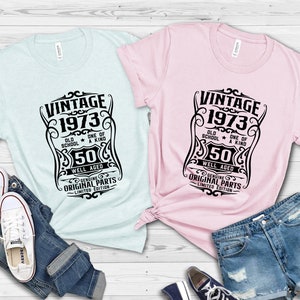 Chemise 50e anniversaire, t-shirt bien vieilli 1973, chemise vintage 1973, chemise avec pièces d'origine, t-shirt en édition limitée, chemise vintage 1973, chemise rétro 1973 image 7