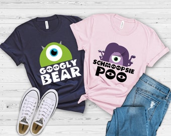 Googly Bear and Schmoopsie Poo Couple Shirts, Monsters Inc Inspired Matching T-shirts, Disney Anniversary Shirt