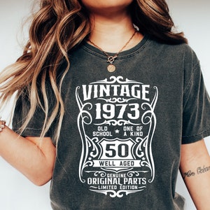 Chemise 50e anniversaire, t-shirt bien vieilli 1973, chemise vintage 1973, chemise avec pièces d'origine, t-shirt en édition limitée, chemise vintage 1973, chemise rétro 1973 image 2