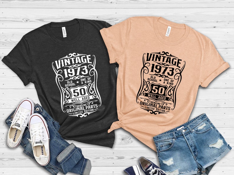 Chemise 50e anniversaire, t-shirt bien vieilli 1973, chemise vintage 1973, chemise avec pièces d'origine, t-shirt en édition limitée, chemise vintage 1973, chemise rétro 1973 image 10