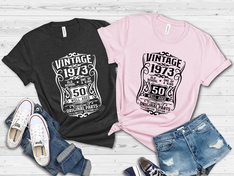 Chemise 50e anniversaire, t-shirt bien vieilli 1973, chemise vintage 1973, chemise avec pièces d'origine, t-shirt en édition limitée, chemise vintage 1973, chemise rétro 1973 image 6