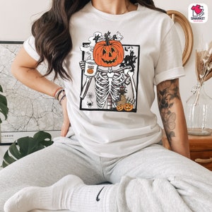 Fall Coffee Shirt, Cute Fall Sweatshirt, Coffee Lover tee Shirt, Halloween Pumpkin Latte Drink Cup, Pumpkin Spice Shirt, Thanksgiving Shirt