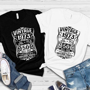 Chemise 50e anniversaire, t-shirt bien vieilli 1973, chemise vintage 1973, chemise avec pièces d'origine, t-shirt en édition limitée, chemise vintage 1973, chemise rétro 1973 image 4