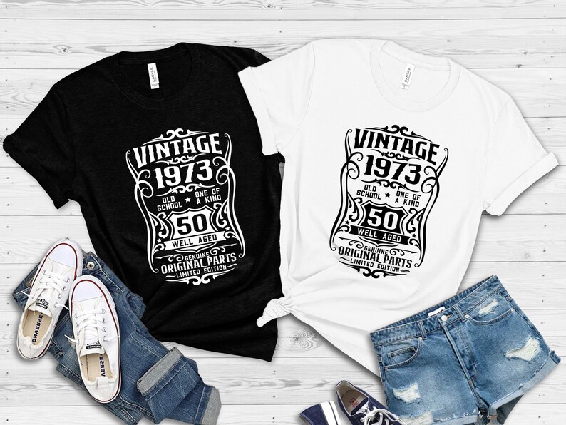 Chemise 50e anniversaire, t-shirt bien vieilli 1973, chemise vintage 1973, chemise avec pièces d'origine, t-shirt en édition limitée, chemise vintage 1973, chemise rétro 1973 image 4