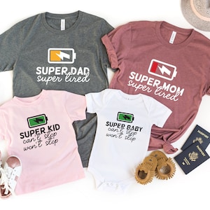 Daddy Mommy and Baby Family Matching Shirts Battery Charge - Etsy