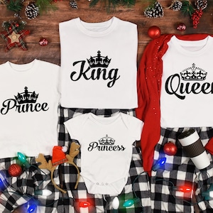 King Queen Prince Princess Shirts, Family Matching Tshirts Couple Outfit, Plus Size Mom, Fall Birthday Christmas Gift