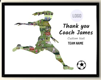 Custom Soccer Photo Collage, Coach Thank You Gift (Digital file)