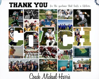 Custom Coach Photo Collage, Personalized Team Gift (Digital file)