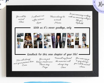 Abschiedsgeschenk Collage, Abschiedsgeschenk für Mitarbeiter, Abschiedsgeschenk, nächstes Kapitel auf Wiedersehen personalisiertes Poster, digitaler Download zum Ausdrucken