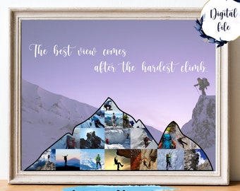 Custom Mountain Photo Collage, Hiker Gift (Digital Download)