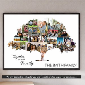 Personalisierter Stammbaum-Collagenrahmen, Geschenk für Mama und Papa, personalisierter digitaler Rahmen mit Fotos für Eltern, Baumwandrahmen für Raum