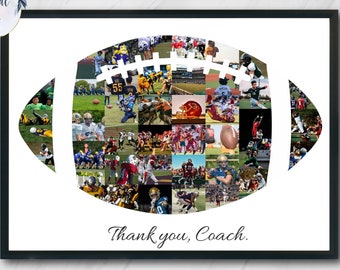 American football coach thank you gift collage,  Football custom photo collage gift for son, Football player senior night gift, Printable