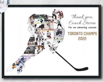Ice hockey photo collage, Hockey coach gift, Hockey players gift, Ice hockey gift for dads, Senior night gift, Hockey lovers, Printable.