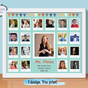 School Class photo collage, Year end collage gift for teacher, Customized School photo display, Printable School graduation Photo.