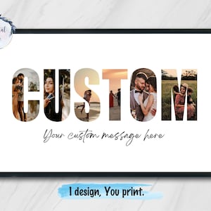 Printable custom word photo collage, Fathers day personalised collage, Name print wording gift, Custom letter word picture collage.