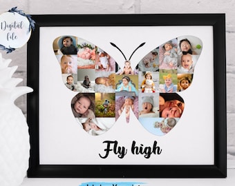 Custom Butterfly Photo Collage, Personalized Keepsake (Digital Printable )