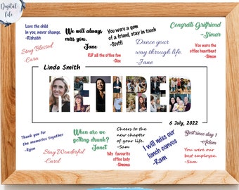 Colagem de fotos personalizada para presente de aposentadoria: Moldura de assinatura personalizada