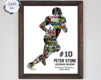 Custom Football Photo Collage, Personalized Coach Gift (Digital file)