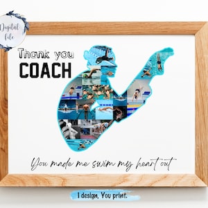 Swim diver photo collage, swimming coach custom gift, Diving professional gift, printable swimming gift.