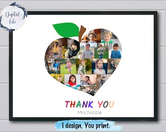 Custom Apple Photo Collage, Teacher Appreciation Gift (Digital File)