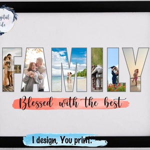 Family photo collage custom printable, family reunion collage party poster decoration, housewarming gift.