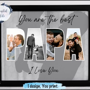 Custom PAPA photo collage, Personalised printable poster for dad birthday, fathers day decor poster.