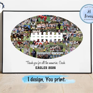 Custom Football Photo Collage: Coach Appreciation Gift, Sports Keepsake