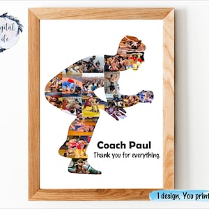 Wrestling photo collage, Wrestling Coach gift, Custom gift for wrestler, Personalised digital printable frame.