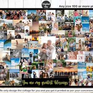 Großer Familien-Collagerahmen mit 100 Fotos, Wandcollage zum Hochzeitstag der Eltern, druckbare digitale Erinnerungs-Wandkunst-Collage