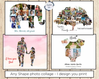 Custom Shape Photo Collage - Personalized photo gift, Collage with Photos Inside Your Chosen Shape