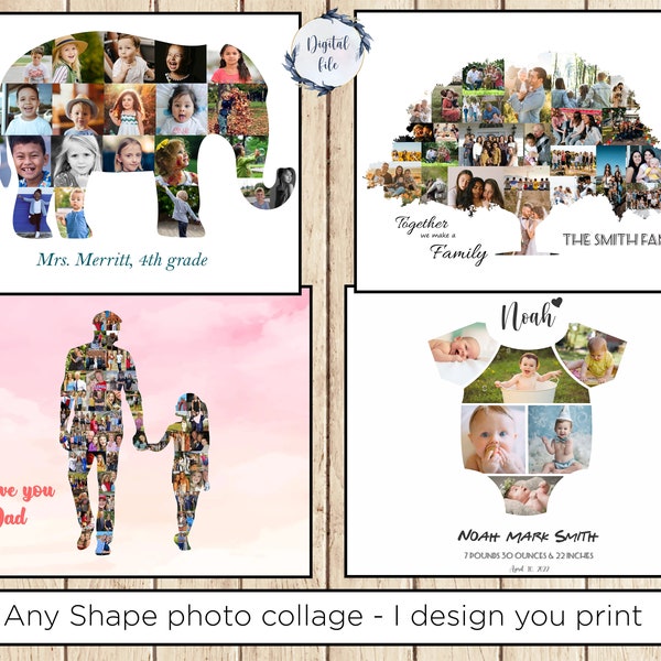 Custom Shape Photo Collage - Personalized photo gift, Collage with Photos Inside Your Chosen Shape