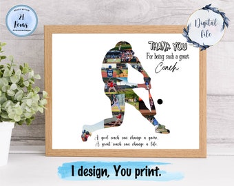 Custom Baseball Coach Photo Collage, Personalized Team Gift (Digital Printable)