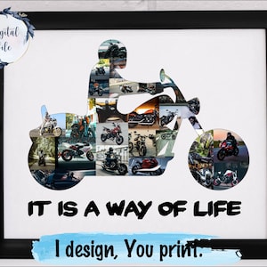 Motorcycle custom gifts, Gift for motorcycle lovers, Motorcycle photo collage personalised, unique birthday gift for bike lovers.