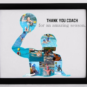 Collage regalo personalizzato per la pallanuoto, regalo di apprezzamento per l'allenatore, regalo per giocatori notturni senior, poster da parete stampabile.