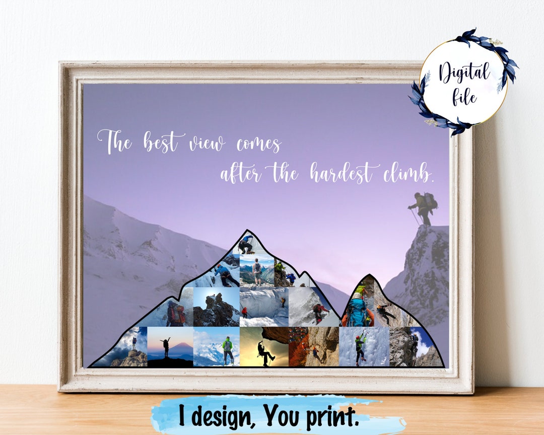 CUSTOM Mountain Photo Collage, Travel Gift, Hiker Personalised Gift