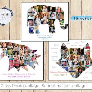 School Mascot photo collage, Custom collage gift for school teacher, Animal personalised Collage, Any shape collage frame, graduation school