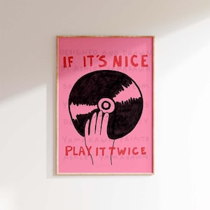 Record Poster: Pink and Red Eclectic Wall Art, Vintage Print, Retro Poster(Digital Download)