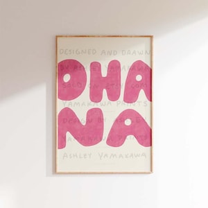 RETRO OHANA Typography Poster, Vintage Hawaiian Wall Art, Eclectic Home Decor, Aesthetic Pink Wall print, Ohana Means Family