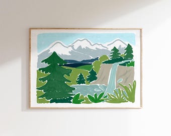 British Columbia Landscape Art Print: West Coast Mountain Scenery (Digital Download