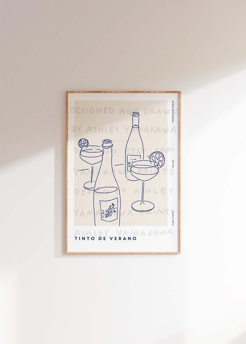TINTO DE VERANO Poster, Modern Spain Wall Art, Restaurant Art Print, Contemporary Drinks Poster, Dinner Party Wall Art, Artwork for Bar cart