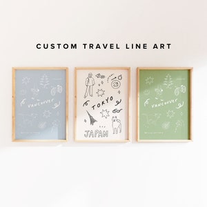 Personalized Travel Line Poster, Custom Travel Adventure wall art, travel memories gift, Custom favorite places print, favorite things print