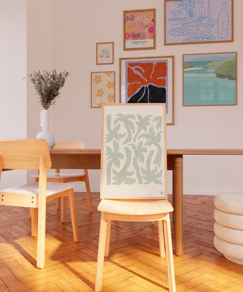 Retro Palm Tree Poster Hawaiian Wall Art Vintage Living Room Etsy