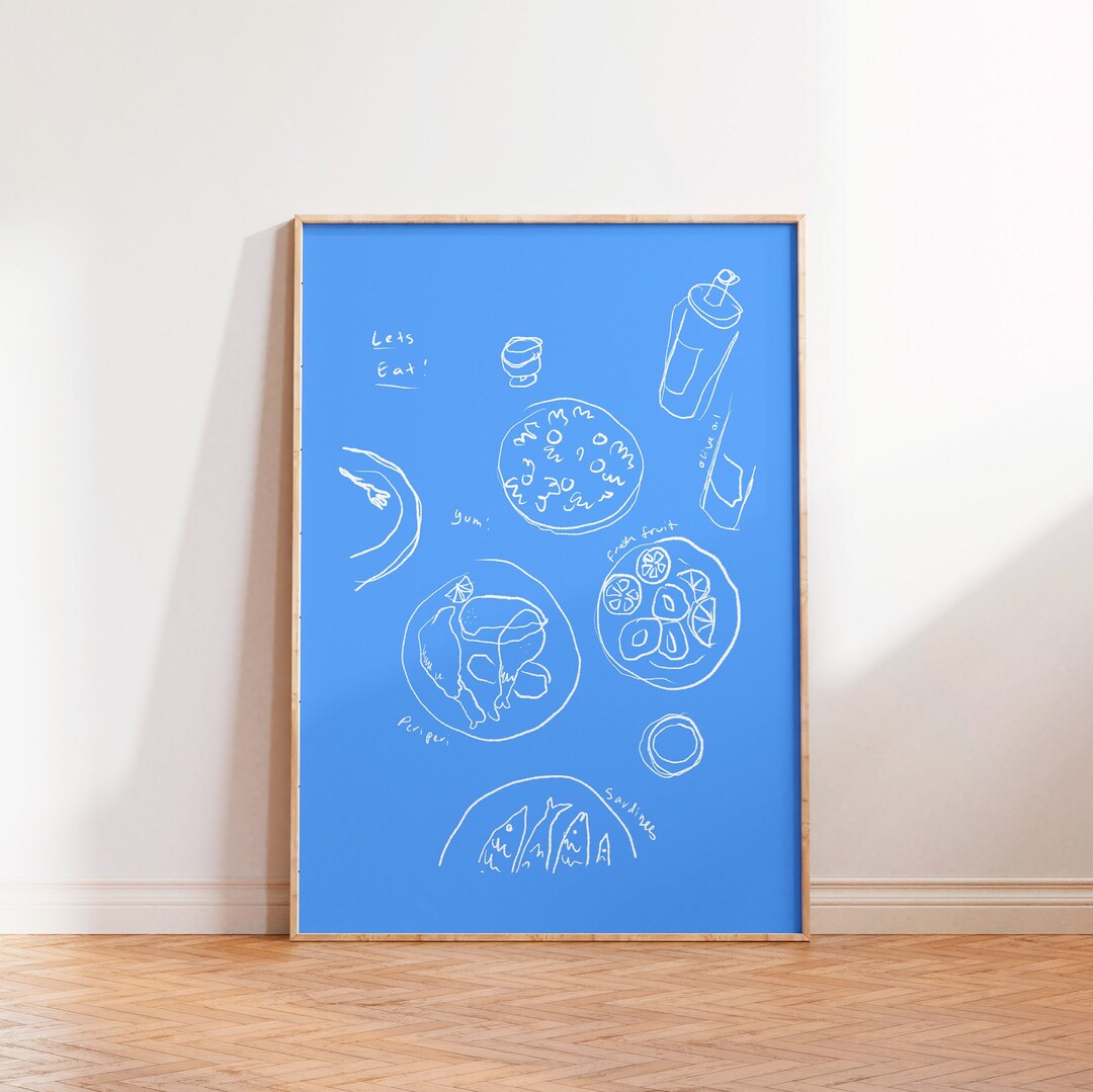 Let's Eat Poster, Modern Food Wall Art, Restaurant Art Print