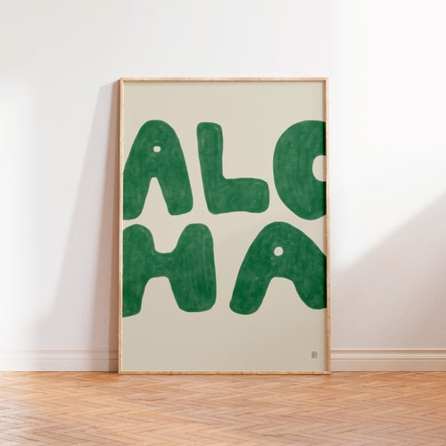 RETRO ALOHA Typography Poster Vintage Hawaiian Wall Art Etsy