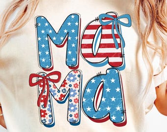 Patriotyczna mama png, 4 lipca mama, kokietka mama koszula png, preppy kwiatowy USA mama png, dziewczęcy projekt sublimacji Dzień Niepodległości