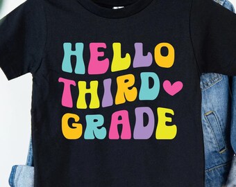 Hello Third Grade SVG, PNG, Third Grade Teacher Shirt PNG, 3rd Grade Back to School Sublimation Design, First Day of School, Cricut Cut File