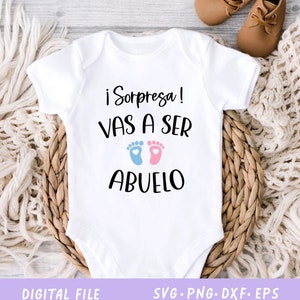 Vas a Ser Abuelo SVG, Hola Abuelito PNG, Sorpresa Para Abuelo, Anuncio de Embarazo Abuelo, faire-part de grossesse espagnol pour grand-père