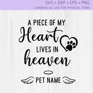 Pérdida de mascota SVG, Memorial de mascota SVG, Memorial de perro SVG, Recuerdo de gato SVG, Pérdida de perro SVG, Pérdida de gato dxf, eps, png, Archivo de corte para Cricut o Silhouette