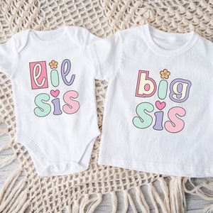 Big Little Sister SVG, Retro Big Lil Sis PNG, Groovy Sisters diseños de camisas a juego, archivos cortados para silueta Cricut, sublimación PNG